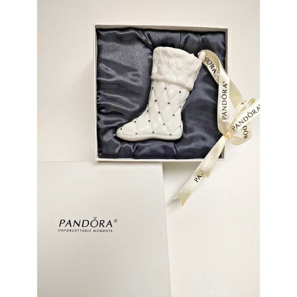 Pandora 2012 Stocking Ornament White Porcelain 3-1/2" Tall